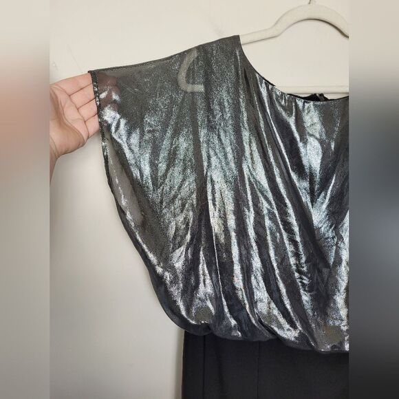 NEW Adrianna Papell Blouson Metallic Foil Dress Formal Event Plus Size 16W - Picture 5 of 12